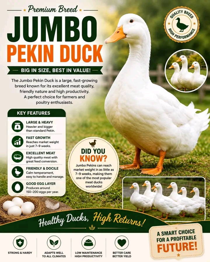 Jumbo Pekin Duck breed information