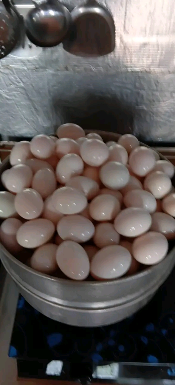 Large bowl filled with fresh duck eggs