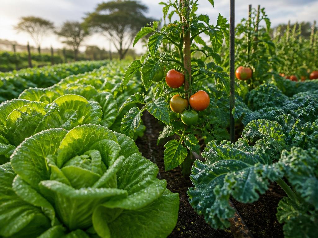 Fresh vegetables in demonstration plot
